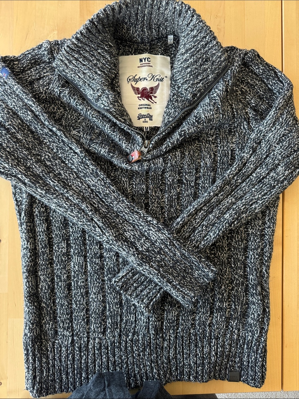 Superdry Men's Grey Marled Zip-Up Sweater